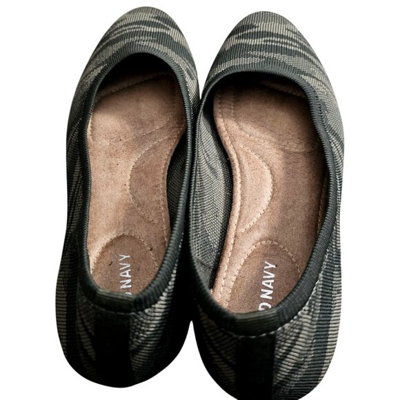 Old Navy Green Camo Print Ballet Flats Womens Size 8 Textured Canvas Slip-On Sho - Picture 4 of 9